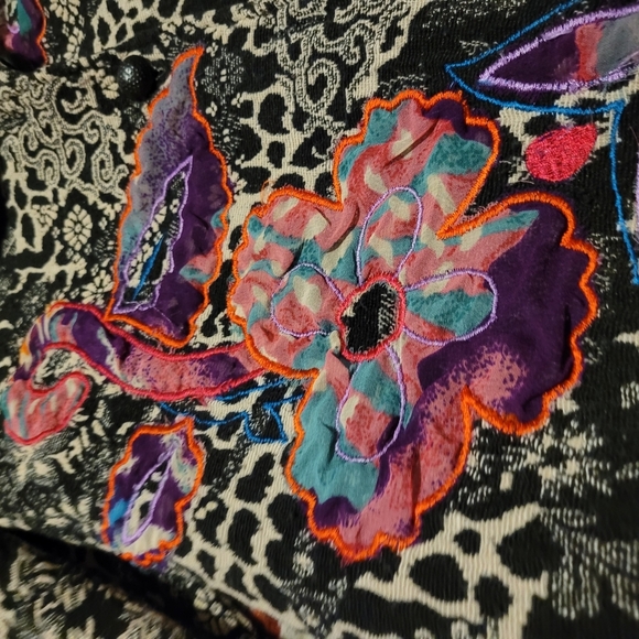 Christopher & Banks Multicolor Patterned Jacket XL Embroidered Abstract Artsy - Picture 5 of 7